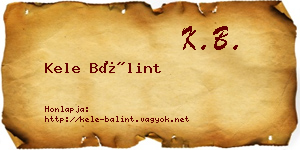 Kele Bálint névjegykártya